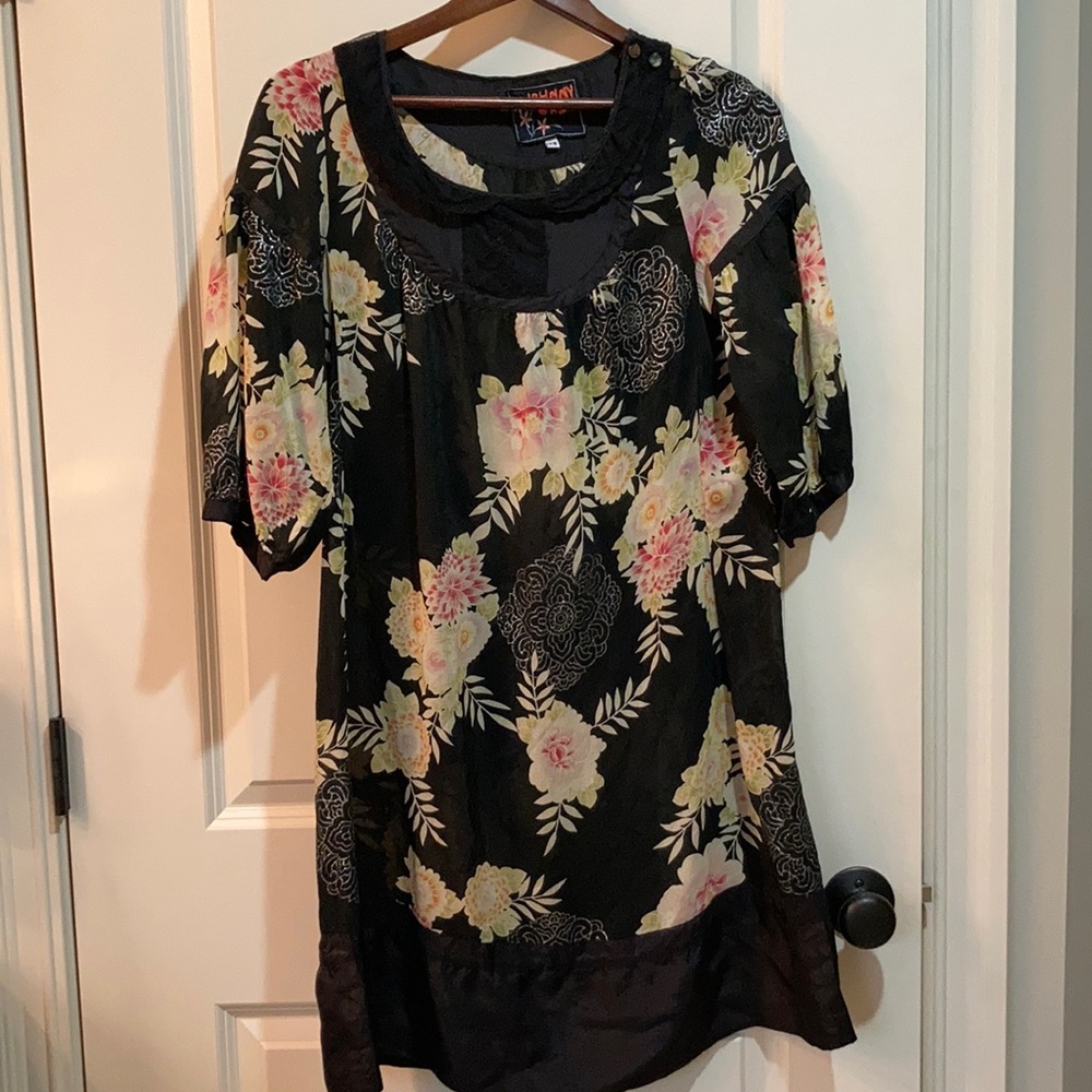 JOHNNY WAS BoHo Floral Print SILK Dress XS